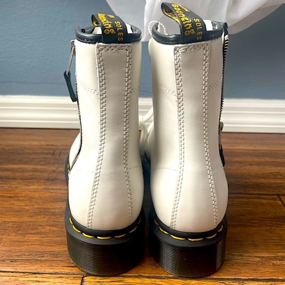 White doc marten boots lace boots twin zipper Dr marten combat boots fall boots - Picture 7 of 9